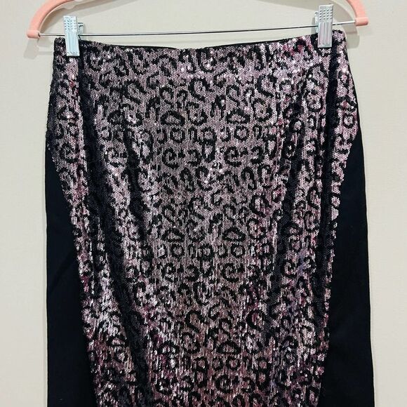 N12H First Row Sequin Midi Purple Leopard Print Skirt size medium - Picture 9 of 12